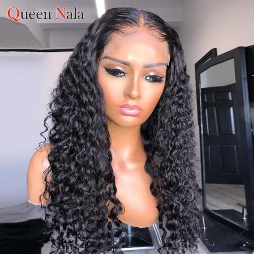 Deep Wave Closure Wig 4×4 Lace Closure Human Hair Deep Wave Frontal Wig Brazilian Hair Wigs 150% Density Pre Plucked For Women