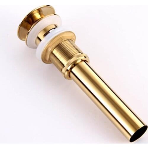 Bathroom Sink Drainer Brass Push Dwon Pop-up Golden Color Overflow Hole Basin Parts Faucet Accessories PJXSQ006G-Y