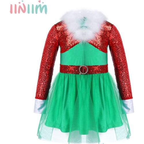 Christmas New Sequins Girl Dress Kids Birthday Dresses New Year Party Princess Dance Dress for Children Xmas Party Costume Gift