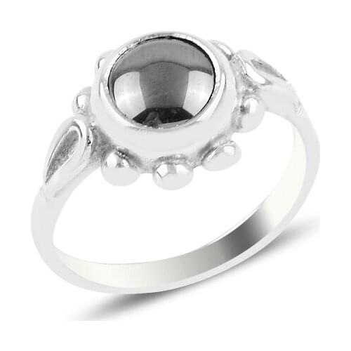 Silver 925 Sterling Hematite Daisy Engagement Ring