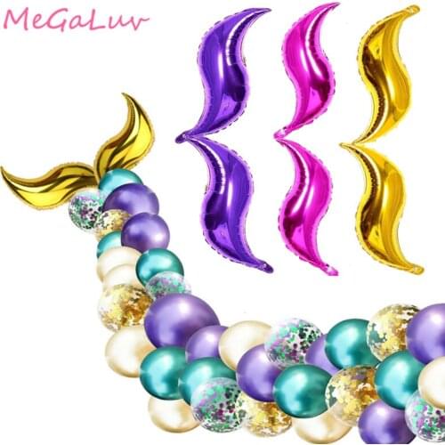 2 pcs 18 Inch S-shaped Foil Ballonen DIY Mermaid Tail Inflatable Baloes Kids Birthday Mermaid Party Supplies Wedding Decorations