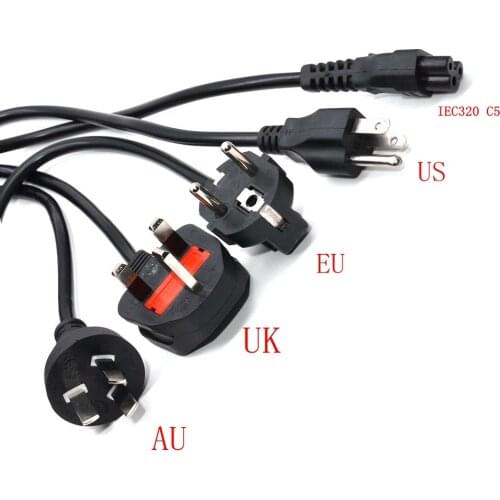 US/UK/EU/AU Plug 3-Pin to C5 AC Power Cord CablesFor Dell Laptop For Lenovo ThinkPad For IBM S08 Drop ship