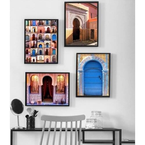 Modern Art Wall Ancient Gate Morocco Canvas Painting Posters Artwork Pictures Printed for Living Room Bathroom Home Decoration
