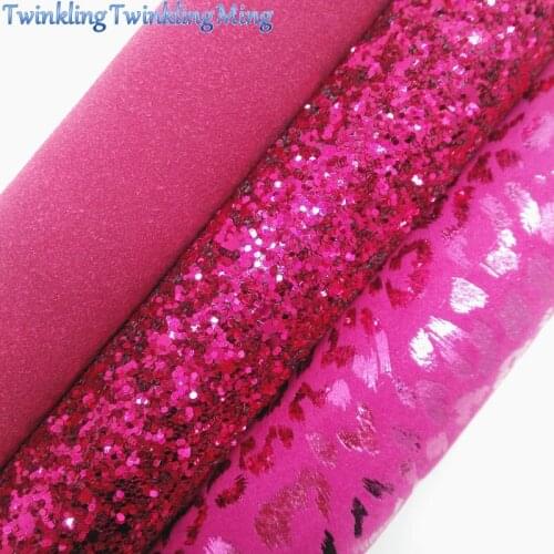 ROSE Glitter Fabirc, Leopard Suede Faux Leather Fabric,Synthetic Leather Fabric Sheets For Bow A4 8"x11" Twinkling Ming XM374