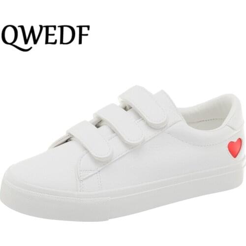 Woman Shoes 2019 Spring New Fashion Women Shoes Casual High Platform PU Leather Heart Women Casual White Shoes Sneakers X2-09
