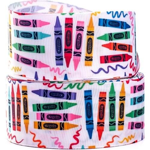 10yards different sizes School supplies brushes pattern printed grosgrain ribbon