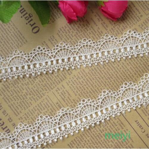 2yards/Lot White Polyester Circle Embroidered Fabric Lace Trim Ribbon Handmade DIY Sewing Supplies Craft For Costume Decoration