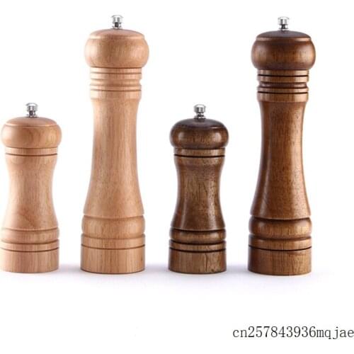 30pcs Wooden Salt & Pepper Grinders Rubberwood Shaker Spice Mill Pots With Ceramic Grinding Cord 5/8 inch Table Kitchen Tools