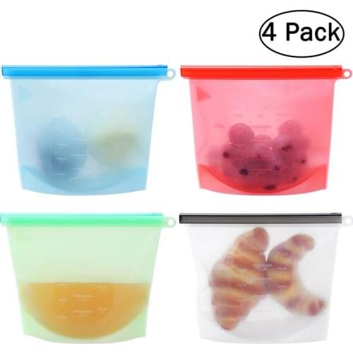 4pcs Kitchen Food Sealing Storage Bag Silicone Food Preservation Bag Containers Refrigerator Fresh Bags Versatile Cooking Bag