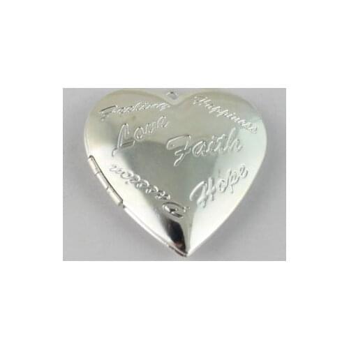 FREE SHIPPING 60PCS Silver Color Plate Word Heart Locket Pendant 42x40mm #20399