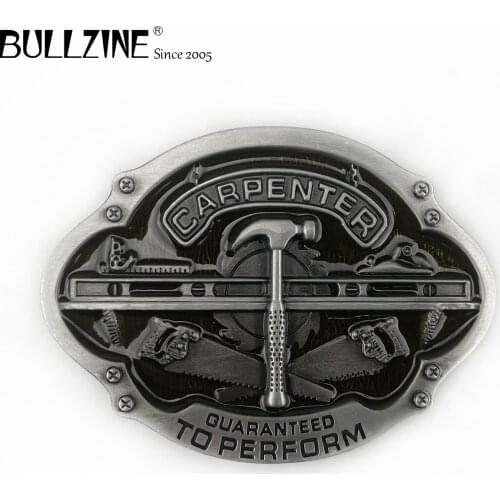 Bullzine retro zinc alloy CARPENTER tool belt buckle FP-03740 for 4cm width snap on belt drop shipping