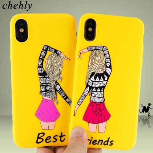 Cute Sister Phone Case for iPhone X XR XS Max 8 7 6 S Plus Beauty Cases Soft Silicone Protection Mobile Phone Accessories Covers