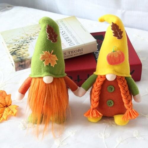 Thanksgiving Gnome Decoration Fall Elf Gnome Ornament Plush Scandinavian Tomte Nisse Dwarf Swedish Figurines for Holiday NSV
