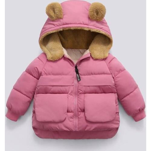 Kids Baby Winter Coats Boys Girls Hooded Warm Jackets 2-6 Year Old Children Solid Casual Padded Cotton Outerwear
