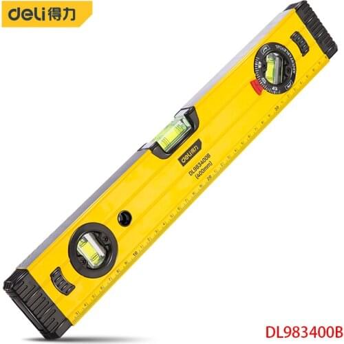 Deli DL983400B Tunable Level Ruler Length 400mm 90° Adjustable Horizontal Bubble Magnetic Bottom For Installation And Alignment