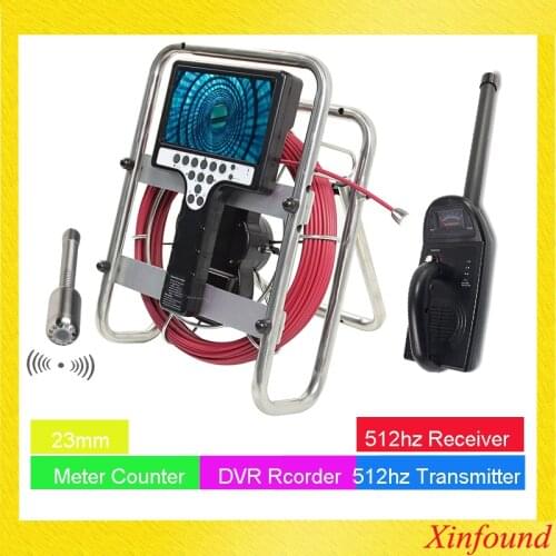 All-in-One 512HZ Transmitter Pipe Inspection Video Camera,Drain Sewer Pipeline Industrial Endoscope with Meter Counter Locator