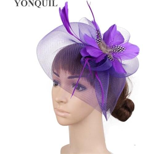 Tulle Bride Headwear Wedding Occasion Women Fedora Cap Fancy Flower Fascinator Hats With Fancy Hair Accessories Cocktail Hats