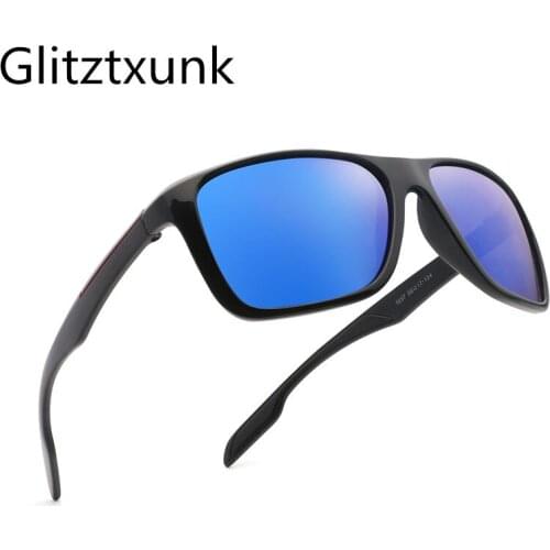 Glitztxunk Design Polarized Sunglasses Men Driver Shades Male Vintage Black Sun Glasses For Men Spuare Eyewear Gafas De Sol