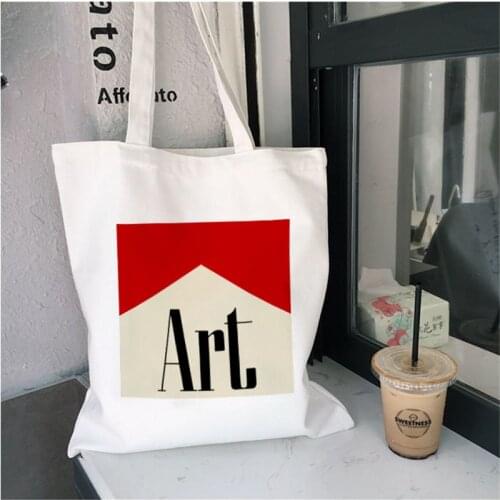 Canvas Shoulder Bag Art Aesthetic Harajuku Women Shopping Bags Students' Bookbag Reusable Large Capacity Tote Bags