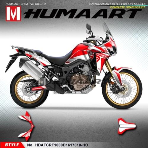 HUMAART Motorcycle Graphics Décor Kit for Africa Twin CRF1000D CRF1000L 2016 2017, Style No. HDATCRF1000D1617010-HO