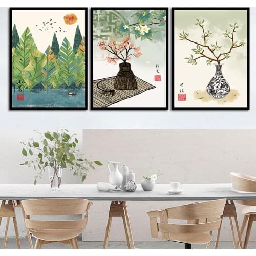 Canvas Painting Chinese Style Painting Wall Decor Art Posters and Prints Wall Pictures for Bedroom Livingroom B5087