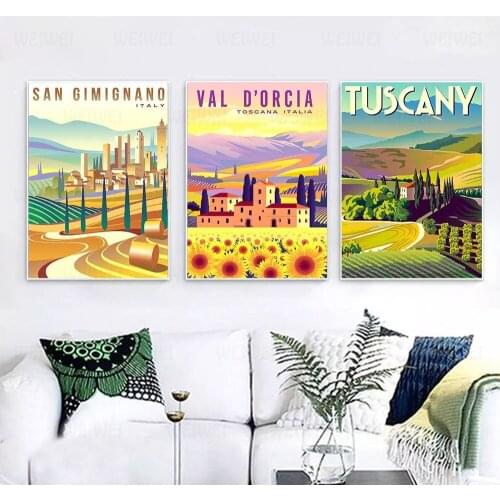 Italy City Landscape Canvas Painting Home Decoration Travel Pastoral Scenery Wall Picture for Living Room Posters and Prints