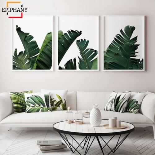 Banana Leaf Print Wall Art Botanical Palm Tree Canvas Art Tropical Print Modern Canvas Painting Wall Pictures for Living Room