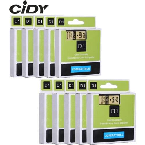CIDY Dymo D1 45023 compatible for DYMO D1 Label Tapes 12mm black on gold Label Maker Suitable Label Manager 210 450 LM160