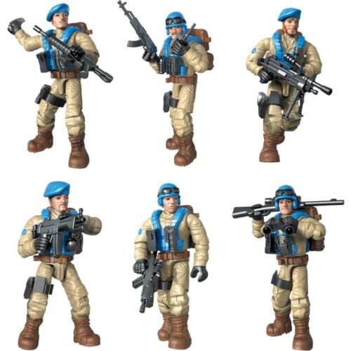 1:35 scale Modern military action figures United Nations Peacekeeping Anti terrorism special forces mega block weapon bricks toy