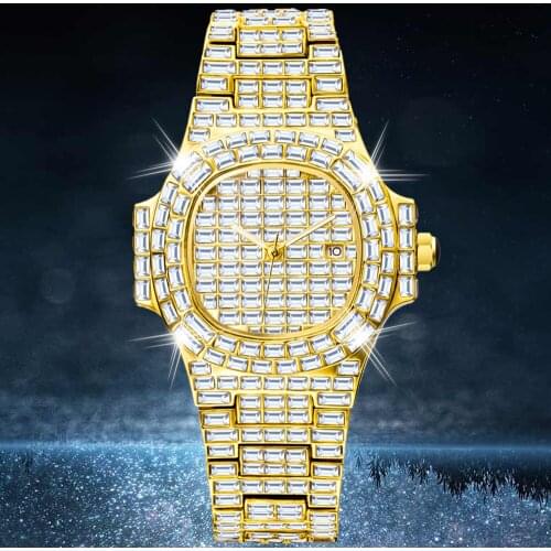 Mens 40mm Hip Hop Iced Out Diamond Watch Hip Hop Mens Watches Fashion Quartz Wristwatch Waterproof Gold Relogio Masculino Gift