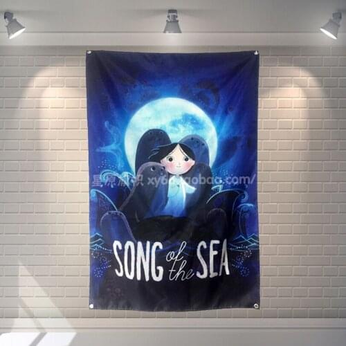 "Song of the Sea" Cartoon Movie Poster Banners Childrens Room Wall Decor Hanging Art Waterproof Cloth Polyester Fabric Flags