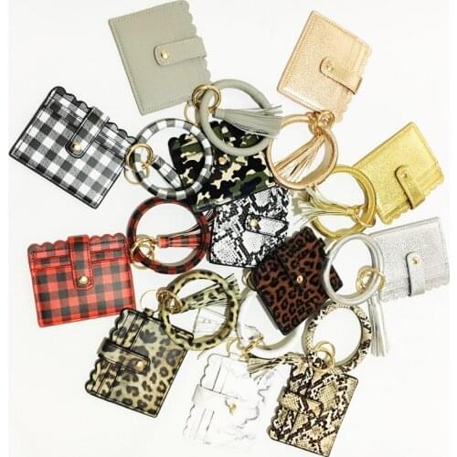 2020 New Leopard Kaba Snake PU bracelet Coin Purses Bag For Girl Women bangle Mini Wallets Money Card Holder Tassel Keychain