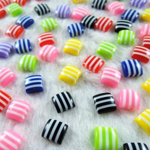 New 7 colors Wholesale 8*8mm 100pcs/lot Solid Striped Square Acrylic Resin Flat Back Half Beads DIY Decor Scrapbook Craft HA-72