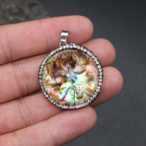 Round Abalone Shell Charm Pendant for Women Gifts Jewelry Making DIY Handmade Necklace Bracelet Earring Accessories Size 35x38mm