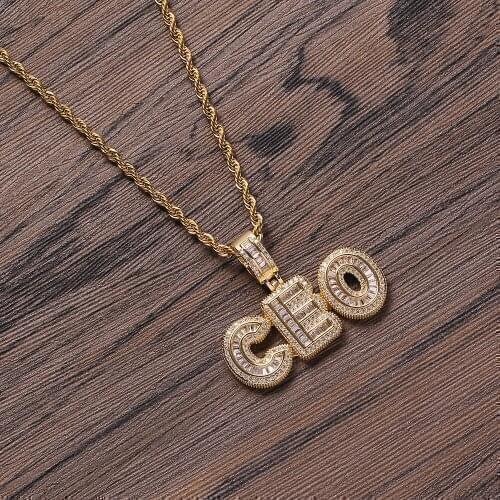 Bling Bling Custom letters Pendants Mens Mirco Pave Prong Setting Zircon Necklace Jewelry CP15