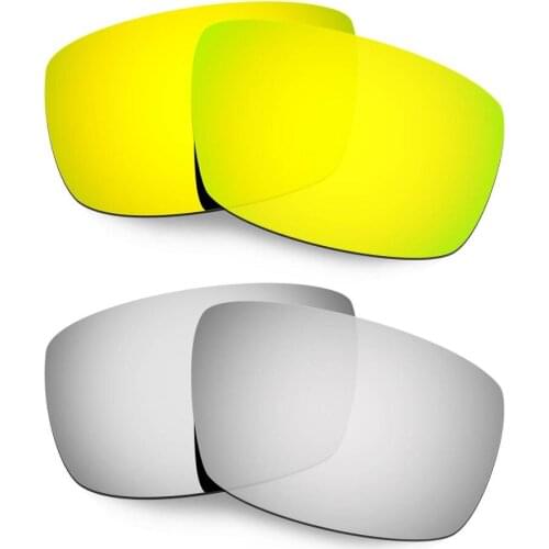 HKUCO For Spy Optic Logan Sunglasses Polarized Replacement Lenses 2 Pairs Gold & Silver