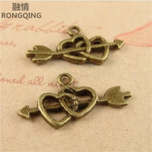 RONGQING 100pcs/pack DIY charm for making jewelry accessories 2019 Hearts charm