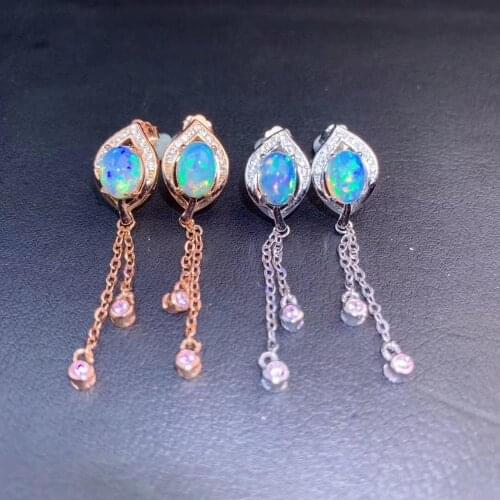 The best gift for engagement New Fashion Elegant temperament Opal Earring Natural And Real 925 sterling silver Opal Earring