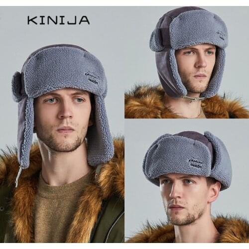 Bomber hats winter Lambswool military hat women earflap hat balaclava fur hats girl Russia ski Plush thicken fluffy Lei Feng cap