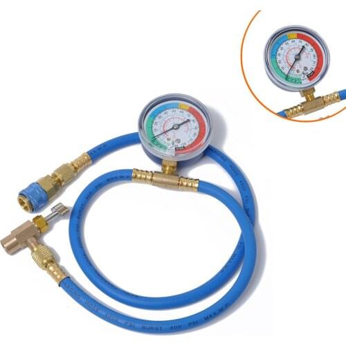 Air Conditioning R134A Refrigerant Recharge Hose Pressure Gauge Measuring Kit Copper Auto Car Accessories