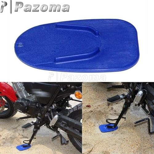 Blue Motorcycle Bike Plastic Kickstand Side Kick Pad Plate Base For Yamaha Honda Suzuki Kawasaki Non-slip Plate Side Extension