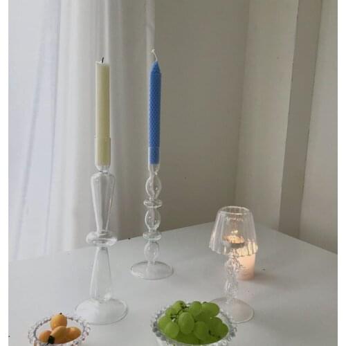 Glass Candle Holders for Taper Candles Decorative Candlestick Holder for Table Centerpiece for Wedding Dinning Party