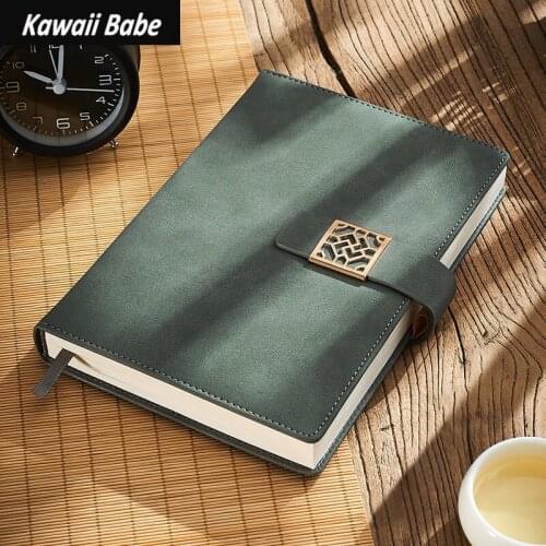Super Thick A5 Journal Notebook Daily Business Office Notebook with Window Grille Button Simple College Diary School Supplies