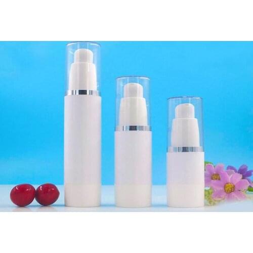 15ml plastic white airless bottle silver line lid serum/lotion/emulsion/liquid foundation/eye essence/sunscreen cosmetic packing