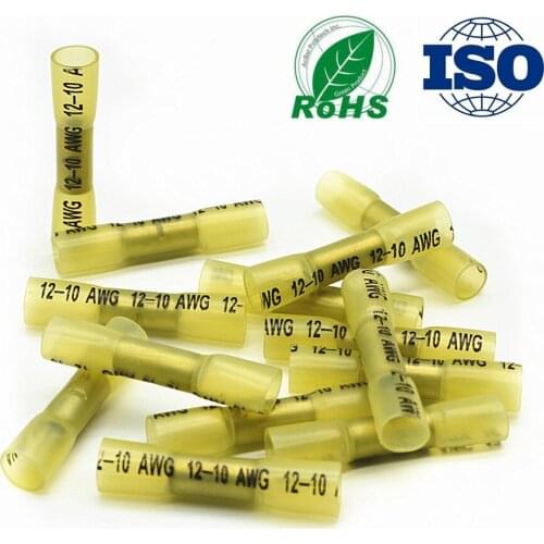 AWG 16-14 10/30/50PCS Heat Shrink Solder Sleeve Terminals Insulated Waterproof Butt Connectors Kit Electrical Wire Terminals