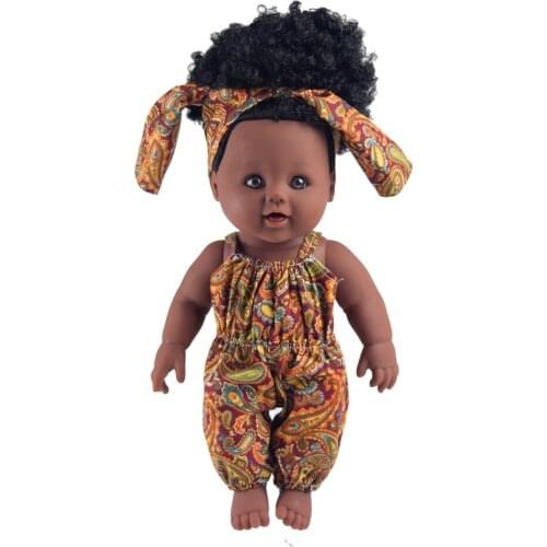 YARD Baby African Girl Dolls 30CM With Clothes Headwear Big Silicone Reborn Baby Realistic Vinyl Doll Black Kids Toys Soft Dolls