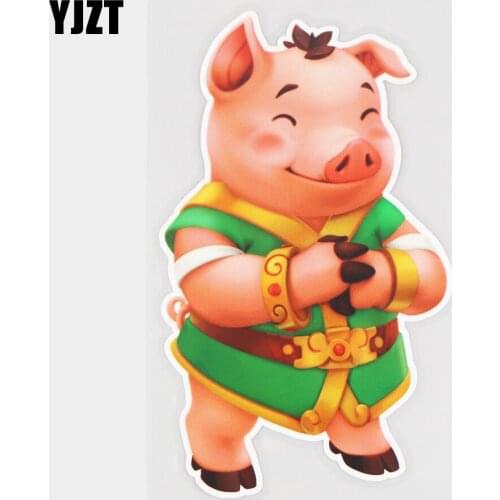YJZT 10×16.8CM Cute Cartoon Pig Mascot Vinyl Decals Fashion Car Stickers Decoration Accessories 21A-1029