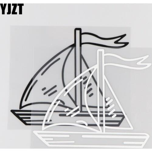 YJZT 17CM*14.2CM Sailboat Cartoon Car Stickers Decorate Vinyl Decal 1A-0050