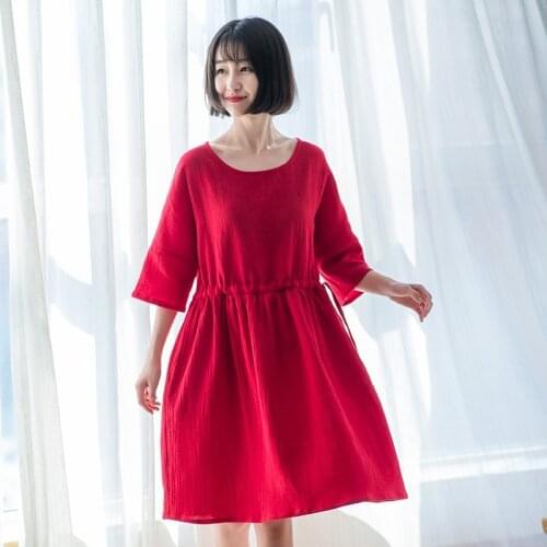 New Fashion 2020 Summer High Quality cotton linen Loose casual Women Dresses Vintage half sleeve Dress big size dresses M - 6XL
