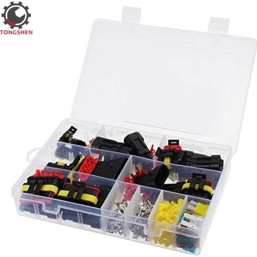 1 2 3 4 5 6 Pin Car Motorcycle Waterproof Electrical Wire Connector Terminal Assortment Box Kit with Blade Fuses